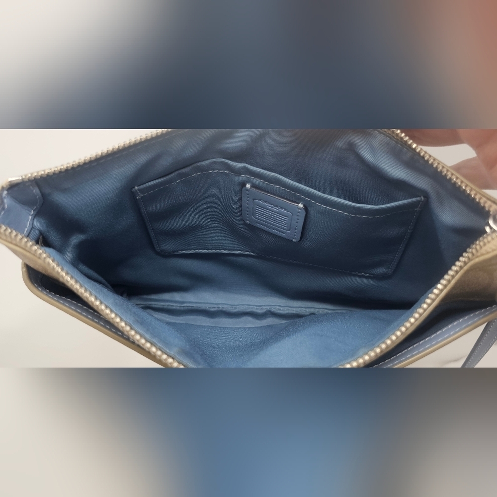 Coach Signature East West Pop Crossbody Handbag Light Khaki/Blue 10"x7" F58316 - Picture 8 of 16